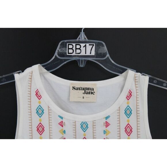 Savanna Jane Going The Distance Embroidered Tank W/peplum Waist Size Small New - Picture 2 of 7